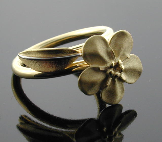 Forget-Me-Not & Leaf Coil Ring
